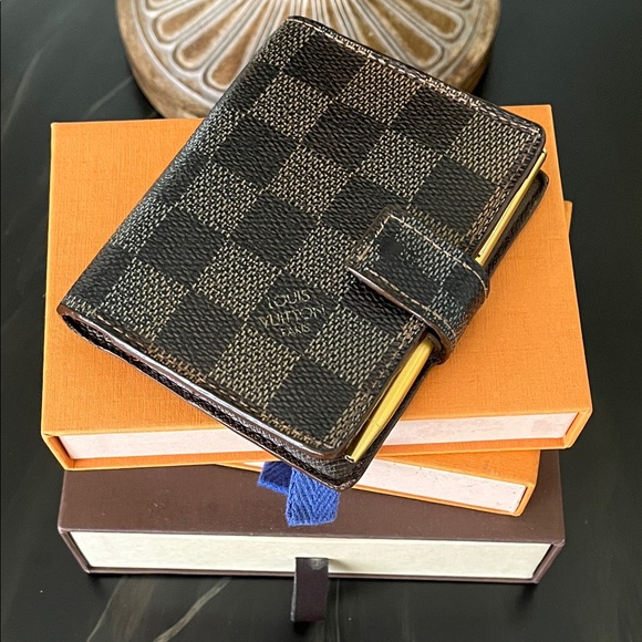 Rare Louis Vuitton Damier Ebene Notebook Cover Agenda Mini - Picture 1 of 17